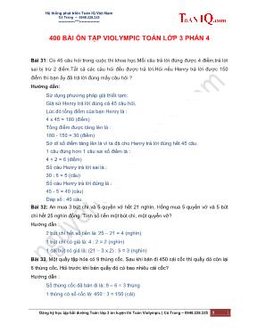 400 Bài toán ôn tập Violympic Toán lớp 3 phần 4